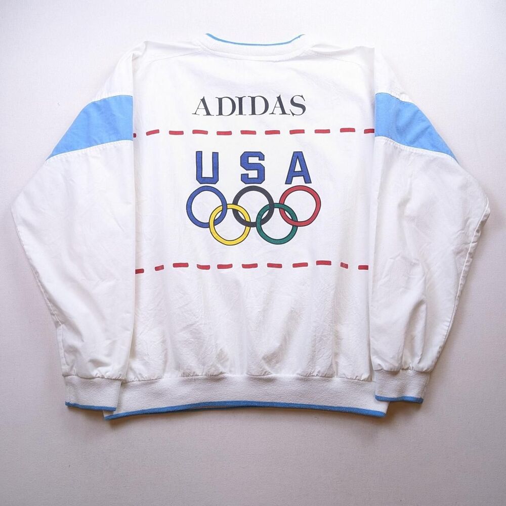 Adidas 1988 USA Olympic Team Crewneck Sweatshirt Team Issued Size XL White Blue